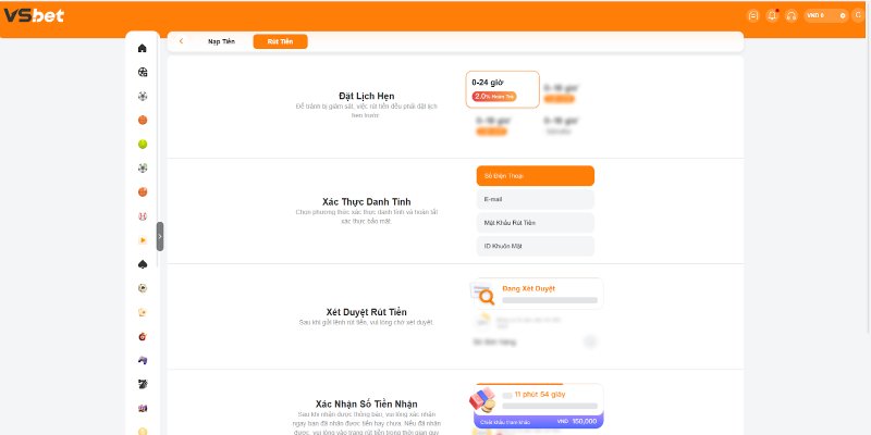 Nhập thông tin tài khoản chính xác trước khi xác nhận rút tiền VSBET 